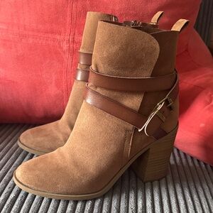 Madden Girl Tan Heeled Boots with Buckle